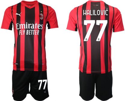 AC Mailand Alen Halilović #77 Herren Heimtrikot Trikotsatz Kurzarm + Kurze Hosen