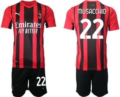 AC Milan Mateo Musacchio #22 Herren 21-22 Heimtrikot Trikotsatz Kurzarm + Kurze Hosen