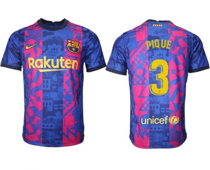 Drittes Trikot FC Barcelona Herren 2021/22 in blau mit Aufdruck Pique 3