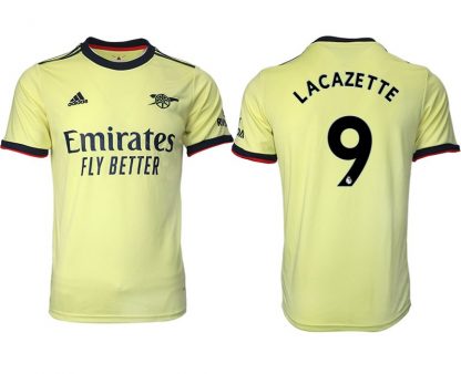 FC Arsenal Auswärts Fußball Trikot 2022 Gelb mit Aufdruck Lacazette 9