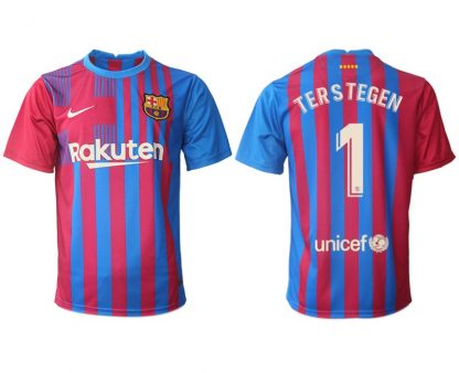 FC Barcelona Heimtrikot 2021/22 Herren Fußballtrikots blau mit Aufdruck Ter Stegen 1