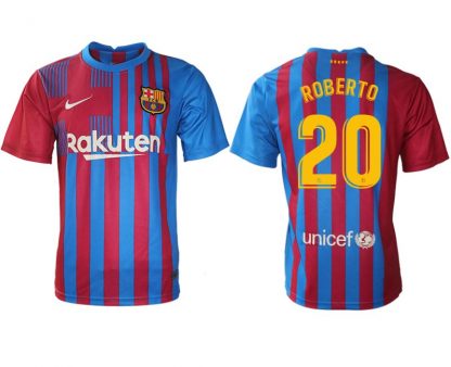 FC Barcelona Herren Heimtrikot 21/22 blau/rot mit ROBERTO 20 Individualdruck gelb