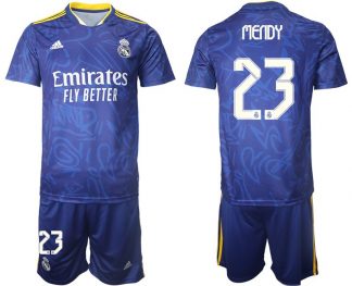 Fußball Trikot Away Blau Real Madrid Auswärtstrikot 2022 mit Aufdruck Mendy 23