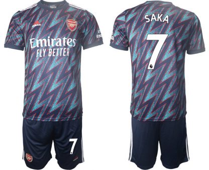 Herren FC Arsenal 2022 blau Ausweichtrikot SAKA 7 + Kurze Hosen