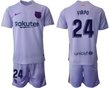 Herren Fußballtrikot FC Barcelona 2021/22 Auswärtstrikot lila/gelb mit Aufdruck FIRPO 24-1