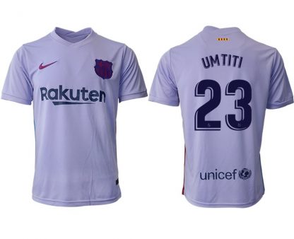 Herren Fußballtrikot FC Barcelona 2021/22 Auswärtstrikot lila/gelb mit Aufdruck UMTITI 23