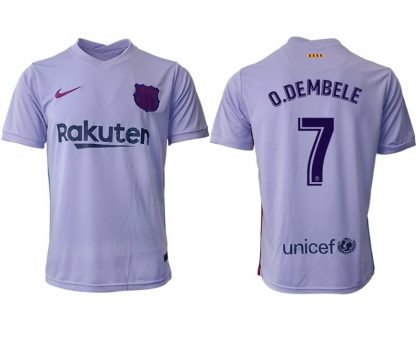 Herren Fußballtrikot FC Barcelona 21-22 Auswärts Trikot mit Aufdruck O.Dembele 7