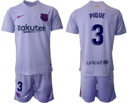 Herren Fußballtrikot FC Barcelona 21-22 Auswärts Trikot mit Aufdruck PIQUE 3-1