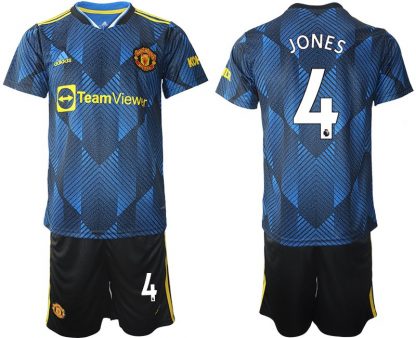 Manchester United Ausweichtrikot 2022 blau mit Aufdruck Jones 4-1