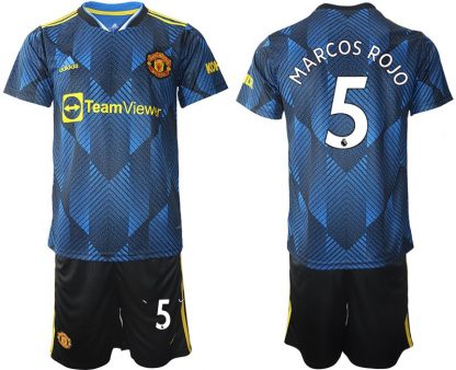 Manchester United Ausweichtrikot 2022 blau mit Aufdruck Marcos Rojo 5-1