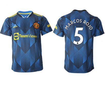 Manchester United Ausweichtrikot 2022 blau mit Aufdruck Marcos Rojo 5