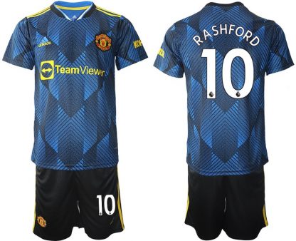 Manchester United Ausweichtrikot 2022 blau mit Aufdruck Rashford 10-1