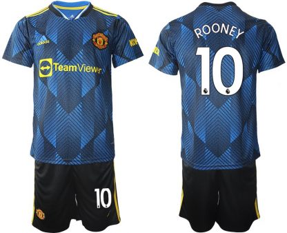 Manchester United Ausweichtrikot 2022 blau mit Aufdruck Rooney 10-1