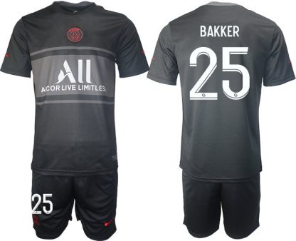 Paris Saint Germain Ausweichtrikot 2021/2022 schwarz/grau mit Aufdruck Bakker 25