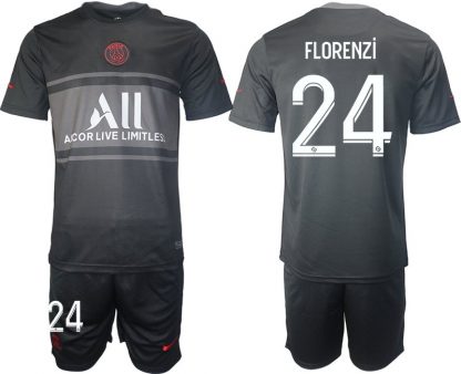 Paris Saint Germain Ausweichtrikot 2021/2022 schwarz/grau mit Aufdruck Florenzi 24