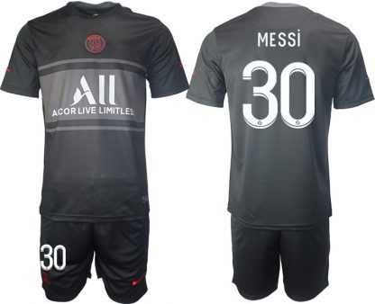 Paris Saint Germain Ausweichtrikot 2021/2022 schwarz/grau mit Aufdruck MESSI 30