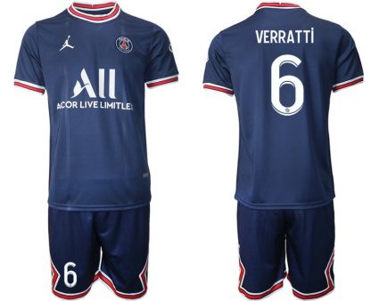 Paris Saint Germain Heimtrikot 2021/22 dunkelblau/weiß mit Aufdruck Verratti 6-1