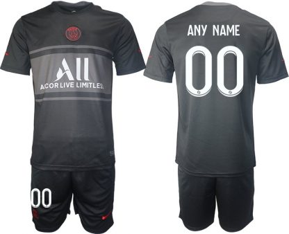 Personalisierbar Trikotsatz Paris Saint Germain Ausweichtrikot 2021/22 schwarz/grau-1