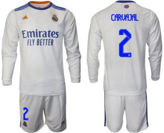 Real Madrid Heimtrikot 2022 weiß Langarm Trikotsatz mit Aufdruck Carvajal 2