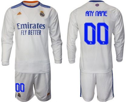 Real Madrid Herren Heimtrikot 2022 weiß Langarm Trikotsatz-1