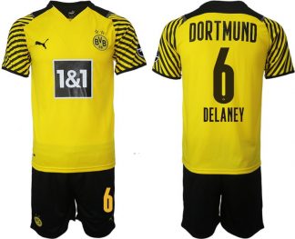 BVB Borussia Dortmund Delaney 6# Heimtrikot Herren 2022 Gelb Schwarz Trikotsatz