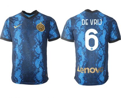 Inter Milan Stefan de Vrij #6 Herren Heim Trikot 2022 Günstig Kurzarm