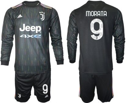 Juventus Turin Herren Auswärts Trikot 2021/22 schwarz/weiß mit Aufdruck Morata 9