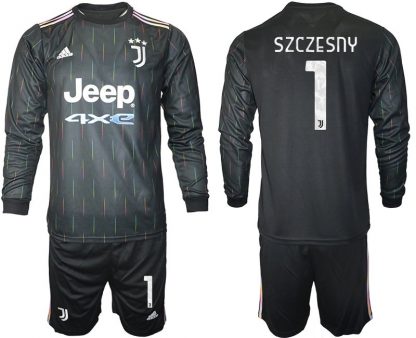 Juventus Turin Herren Auswärtstrikot 2021/22 schwarz/weiß mit Aufdruck Szczesny 1