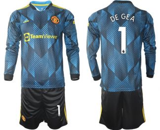 Manchester United Ausweichtrikot 2021/22 Langarm Trikotsatz mit Aufdruck DE GEA 1