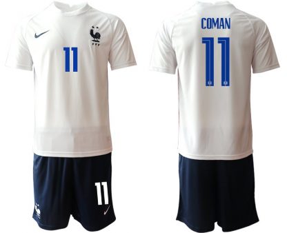 Nationalteams Frankreich Trikot Away EM 2022 weiß dunkelblau mit Aufdruck Coman 11