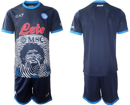 SSC Napoli 2021-2022 Fußballtrikot Marineblau einen Aufdruck von Maradona