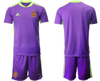 Goalkeeper Shirt Fußballtrikots Spanien Nationaltrikot 2022 Lila Kurzarm + Kurze Hosen