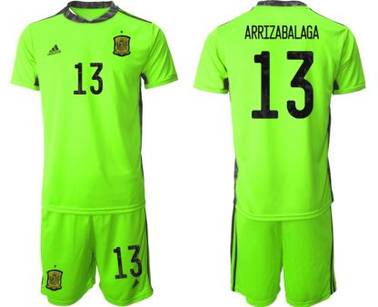 Spanien Nationalmannschaften Trikots Grün Kurzarm + Kurze Hosen Goalkeeper ARRIZABALAGA 13