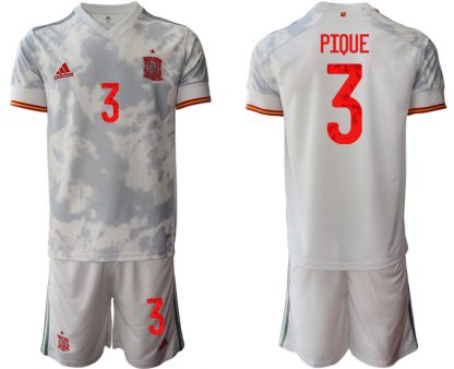 Spanien Trikot Away EM 2021 Weiss Kurzarm + Kurze Hosen PIQUE 3