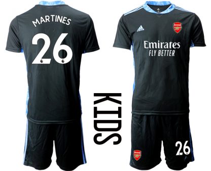 Günstige Fußballtrikots FC Arsenal Torwarttrikot schwarz Trikotsatz Kurzarm + Kurze Hosen Kindertrikot MARTINES 26