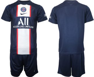 Günstige Fußballtrikots Paris Saint Germain Heimtrikot 2022/23 blau Trikotsatz Kurzarm Herren