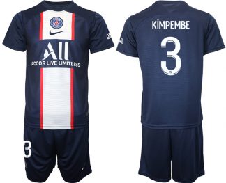 Günstige Paris Saint Germain Heimtrikot 2022/23 blau Herren Trikotsatz Kurzarm KiMPEMBE 3