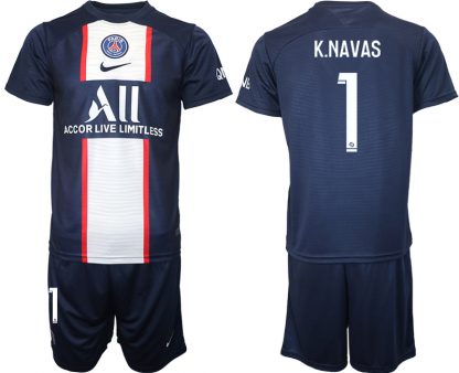 Herren Paris Saint Germain Heimtrikot 2022/23 blau Trikotsatz Kurzarm K.NAVAS 1