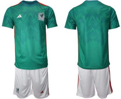 Mexiko Trikots 2022 Heimtrikot Trikotsatz Grün Kurzarm + Weiß Kurze Hosen