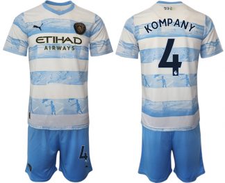 Manchester City Aufwärmtrikot 2022/2023 weiß blau Trikotsatz mit Aufdruck KOMP ANY 4