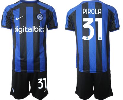 Günstig Inter Mailand 2022-2023 Heimtrikot Blau für Herren Fußballtrikots Set PIROLA 31