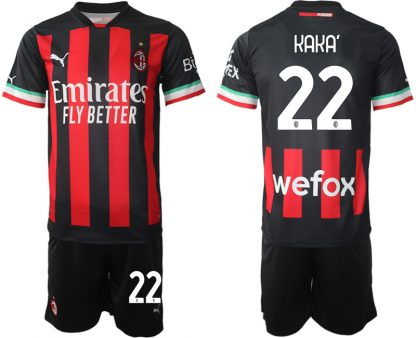 Herren AC Milan Heimtrikot 2022/23 Schwarz Rot Günstig Fußballtrikots Set KAKA'22