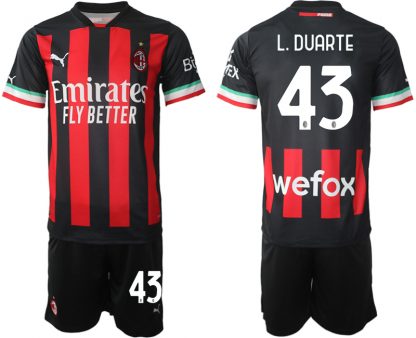 Herren AC Milan Heimtrikot 2022/23 Schwarz Rot Trikotsatz Bestellen mit Aufdruck L.DUARTE 43