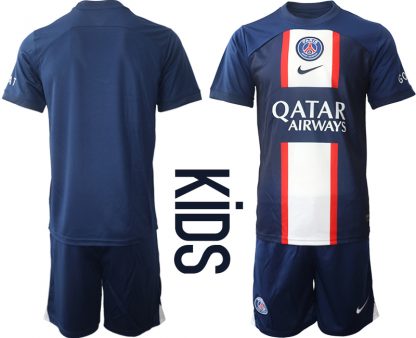 Neuen Fußballtrikots Paris Saint Germain PSG Heimtrikots 2022-2023 Blau Weißen für Kinder