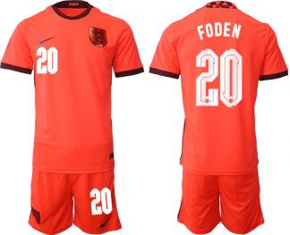 England Trikot Away Frauen EM 2022 Orange Trikotsatz Kurzarm + Kurze Hosen FODEN 20