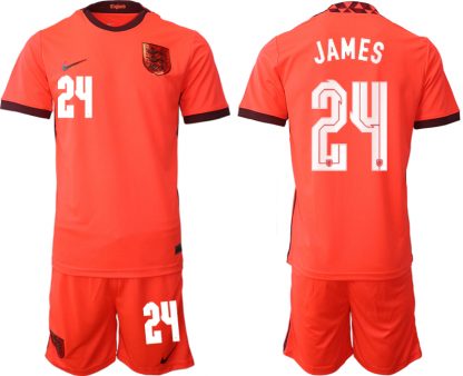 England Trikot Away Frauen EM 2022 Orange Trikotsatz Kurzarm + Kurze Hosen JAMES 24