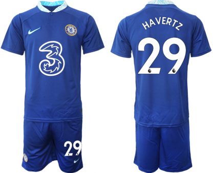 Fussballtrikots Günstig Chelsea FC 22-23 Heimtrikot blau für Herren Trikotsatz HAVERTZ 29