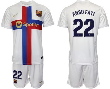 Günstig Fußballtrikots FC Barcelona 2022/23 Ausweichtrikot weiß für Herren ANSU FATI 22