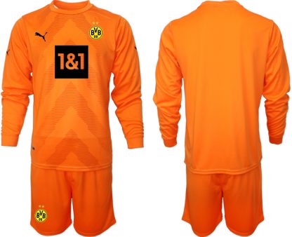 Herren Borussia Dortmund 2022-23 Torwarttrikot Orange Langarm + Kurze Hosen