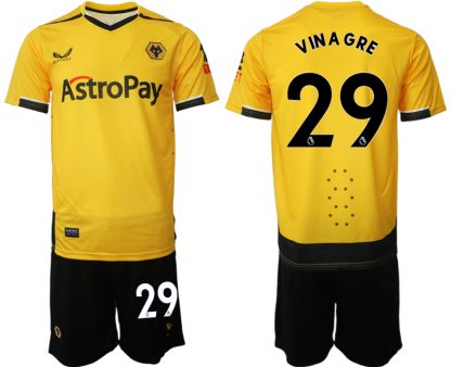 Herren Castore Wolverhampton Wanderers F.C. 2022-23 Heimtrikot Gelb Kurzarm + Kurze Hosen Vinagre 29